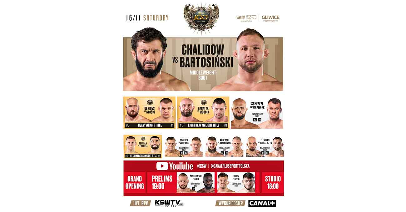 Mamed Khalidov vs Adrian Bartosinski full fight video KSW 100 poster